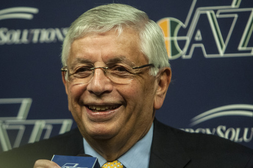 Tribune file photo
NBA Commissioner David Stern, shown here at a press conference in Salt Lake City in April, will retire in February 2014, 30 years after he took charge of the league.