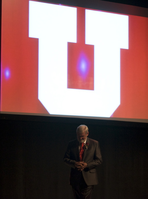 Kim Raff | The Salt Lake Tribune
The 15th University of Utah president, David Pershing, gives an inaugural address at Kingsbury Hall in Salt Lake City on Thursday, October 25, 2012.