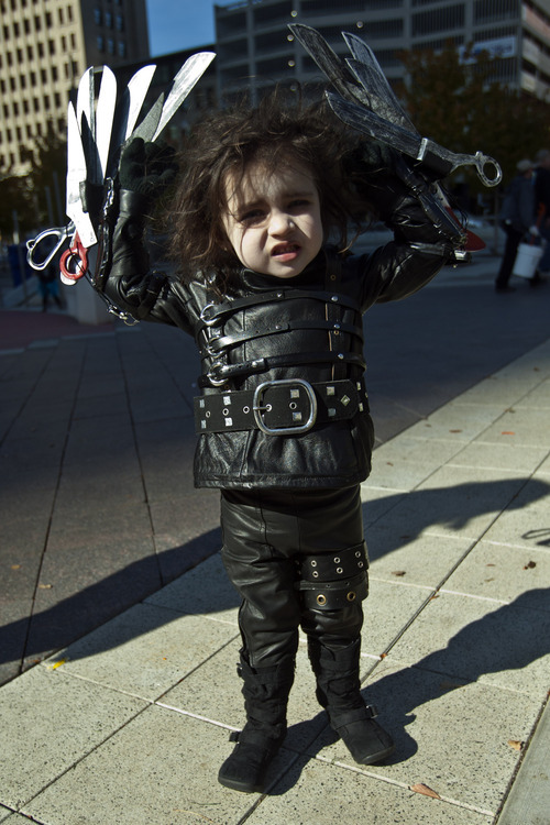 Chris Detrick  |  The Salt Lake Tribune
Gabriel Ruiz, 2, of Salt Lake City, poses for a portrait dressed as Edward Scissorhands during the Monster Block Party at the Gallivan Center Saturday October 27, 2012. Ruiz won first place in the costume contest for kids under 11 years old. ]