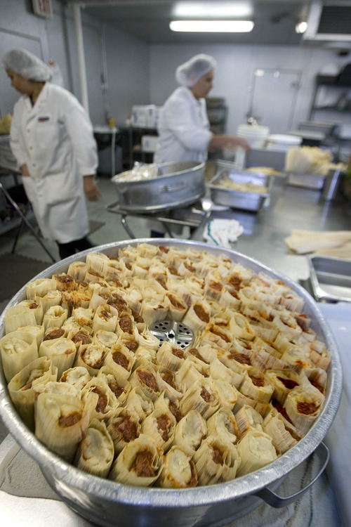 Paul Fraughton | The Salt Lake Tribune
Tamales wait to go into the steamer at the Rico Brand kitchens and warehouse October 31, 2012. The food will be served at a Day of the Dead celebration Friday, November 2, to raise money for the Utah Food Bank.