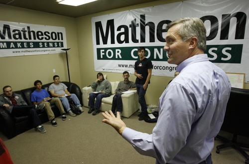 Francisco Kjolseth  |  The Salt Lake Tribune
With the 4th Congressional District race close going into the final days of the election, Rep. Jim Matheson is putting a lot of stock in his campaign's ground game. Here he gives volunteers a pep talk before they head out to knock on doors.