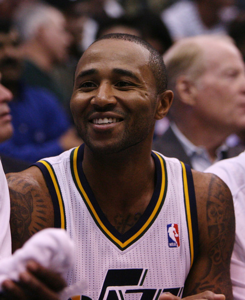 Steve Griffin | The Salt Lake Tribune


Utah's Mo Williams is all smiles as he sits on the bench during the closing minutes of the Jazz win over the Mavericks at EnergySolutions Arena  in Salt Lake City on Wednesday, Oct. 31, 2012.