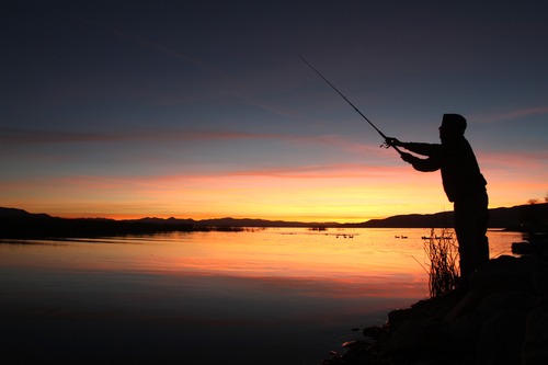 Rick Egan  | The Salt Lake Tribune 

Eliab Gonzalez fishes for White Bass on the shore of Utah Lake, Sunday evening, November 4, 2012.