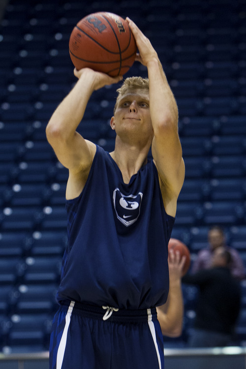 Chris Detrick  |  The Salt Lake Tribune
BYU's Tyler Haws poses for a portrait at the Marriott Center Tuesday October 30, 2012.