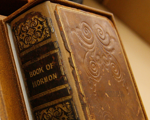 Tribune file photo
A closeup of the 1841 Book of Mormon printed in Liverpool, England.