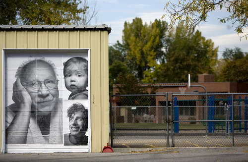 Kim Raff | The Salt Lake Tribune
Inside Out Project exhibit's portraits of people in the Neighborhood House community as part of the Urban Art Gallery on its property in Salt Lake City.