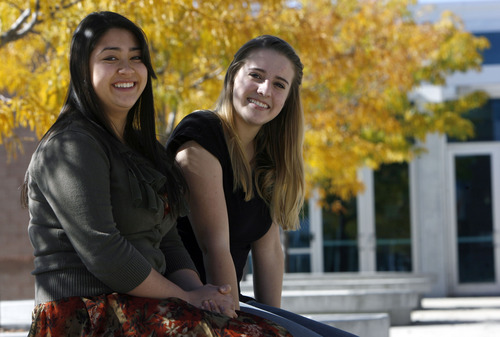 Francisco Kjolseth  |  The Salt Lake Tribune
Murray High seniors, 17-year-olds Sara Ng, left, and Abigail Adams are semifinalists for a National Merit Scholarship.