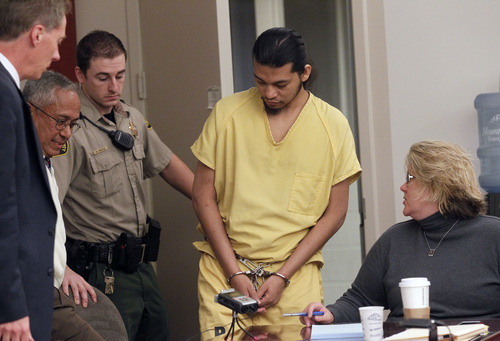 Al Hartmann  |  The Salt Lake Tribune
Esar Met, accused of killing 7-year-old Hser Ner Moo in 2008, enters Judge William Barrett's courtroom in Salt Lake City Thursday November 8, 2012, for a preliminary hearing.