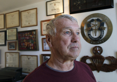 Al Hartmann  |  The Salt Lake Tribune
Patrick Watkins, 74, a Vietnam vet, will be one of the two grand marshals for Taylorsville's Veterans Day parade. Watkins had three tours of duty, received two Purple Hearts, five Bronze Star medals and is up for the military's second highest honor.
