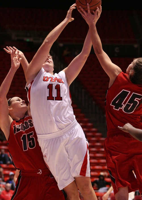 Leah Hogsten  |  The Salt Lake Tribune
Utah's Taryn Wicijowski had 20 points and 15 rebounds for the game. University of Utah Lady Utes defeated Southern Utah 79-61 Tuesday, November 13, 2012 in their home opener.