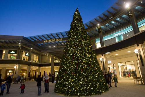 Kim Raff  |  The Salt Lake Tribune
A Christmas tree is displayed in the courtyard at the City Creek Center in Salt Lake City on November 15, 2012.