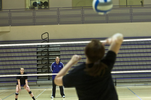 Chris Detrick  |  The Salt Lake Tribune
Weber State University women's volleyball coach Tom Peterson watches during a practice at Swenson gym Wednesday October 31, 2012.