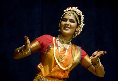 Kim Raff  |  The Salt Lake Tribune
Shreeya Mody performs a dance during the Diwali, the festival of lights, celebration of the Indian New Year at the Krishna Temple in Salt Lake City on November 18, 2012.