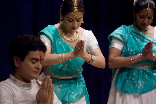 Kim Raff  |  The Salt Lake Tribune
Nupur Kathak Dance Academy, from Los Angeles, performs at the Diwali, the festival of lights, celebration of the Indian New Year at the Krishna Temple in Salt Lake City on November 18, 2012.
