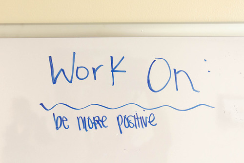 Trent Nelson  |  The Salt Lake Tribune
A white board encourages patients to "be more positive" at Highland Ridge hospital. Highland Ridge (inpatient mental health/substance abuse) has undergone an expansion and added some services, including a teen program. Wednesday November 7, 2012 in Midvale.