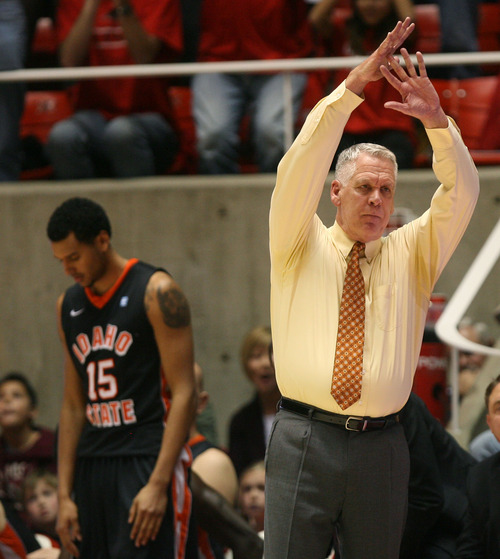 Steve Griffin | The Salt Lake Tribune


Idaho State head coach Bill Evans calls a time out as Andre Hatchett hangs his head after the Utes storm back to take the lead during second half action of the Utah versus Idaho State basketball game at the Huntsman Center on the campus of the University of Utah in Salt Lake City, Utah Wednesday November 21, 2012.