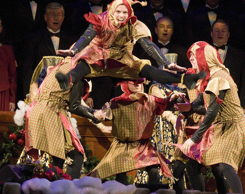 Paul Fraughton | The Salt Lake Tribune
Dancers perform at The Mormon Tabernacle Choir's 2011 Christmas extravaganza at the LDS Conference Center.