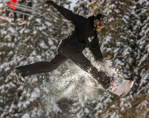 Trent Nelson  |  The Salt Lake Tribune
Jeff McGrath jumps off a rail on opening day at Brighton Ski Resort, Tuesday November 13, 2012 in Brighton.