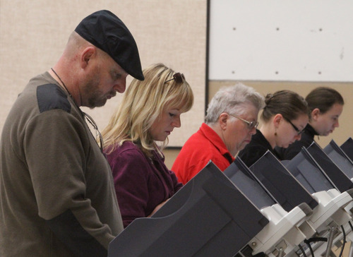 Rick Egan  | The Salt Lake Tribune 

Voters cast their ballots at Washington Elementary School in Salt Lake City, Tuesday, November 6, 2012.