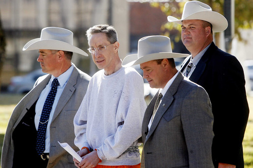 Warren Jeffs, leader of the Fundamentalist Church of Jesus Christ of Latter Day Saints, walks out of a court hearing in Texas in 2010. File photo by Patrick Dove/Standard-Times