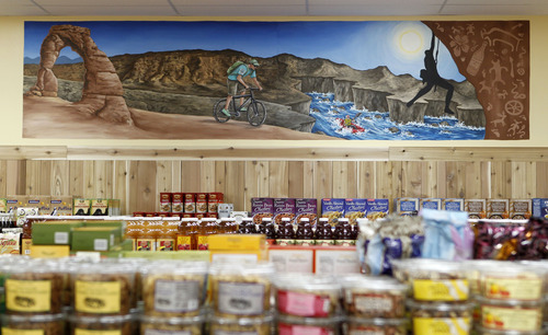 Al Hartmann  |  The Salt Lake Tribune
Trader Joe's new 12,700-square-foot store at 634 E. 400 South in Salt Lake City features art murals depicting Salt Lake City and Utah themes. It opens for business Nov. 30.