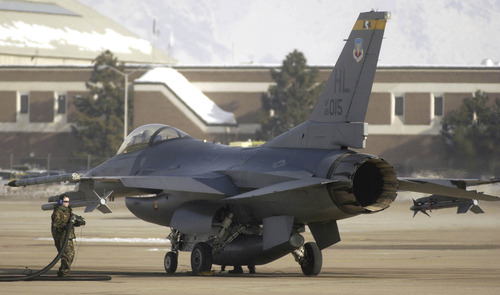 Tribune file photo
An F-16 fighter plane from the 388th fighter wing gets refueled at Hill Air Force Base.