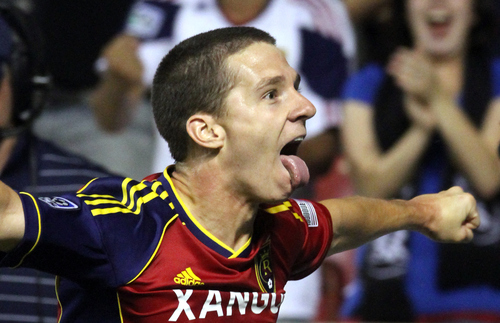 Rick Egan  | The Salt Lake Tribune 

Real Salt Lake midfielder Will Johnson (8) celebrates after scoring in the final minute of the game, giving the Real Salt Lake a 2-0 win, over the Colorado Rapids, Saturday, July 21, 2012.