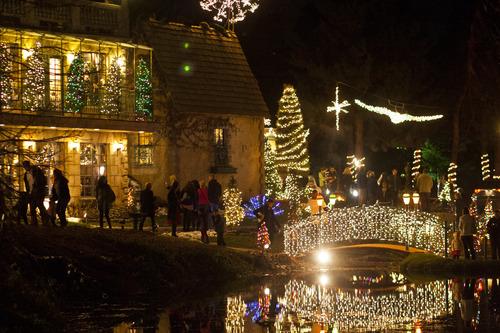 Chris Detrick  |  The Salt Lake Tribune
Guests walk around La Caille during their "Light's On" party on Nov. 20, 2012.
