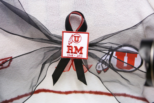 Steve Griffin | The Salt Lake Tribune


A white University of Utah sweater, a Rick Majerus trademark, is draped over a chair with a black ribbon, on the University of Utah's bench in honor of the former head coach who recently  passed away. He was remembered during a short ceremony before the start of the Utah game against Boise State at the Huntsman Center  in Salt Lake City on Wednesday, Dec. 5, 2012.