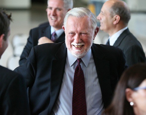 Paul Fraughton  |  The Salt Lake Tribune
Charles M. Geschke, a cofounder and cochairman of the board of Adobe Systems, attended the official the opening of the company's new building on Friday in Lehi.