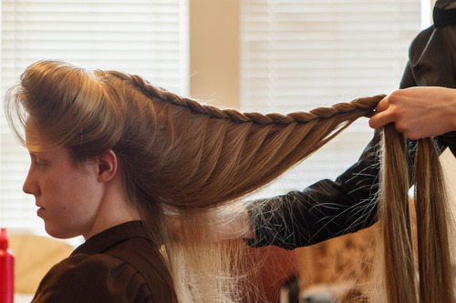 Trent Nelson  |  The Salt Lake Tribune
Helen Holm works on Allie Steed's hair recently in Colorado City. The two young women recently left the FLDS church.