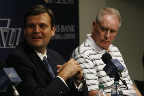 Francisco Kjolseth  |  The Salt Lake Tribune

Dennis Lindsey is introduced during a press conference at the Jazz practice facility on Tuesday, August 7, 2012.