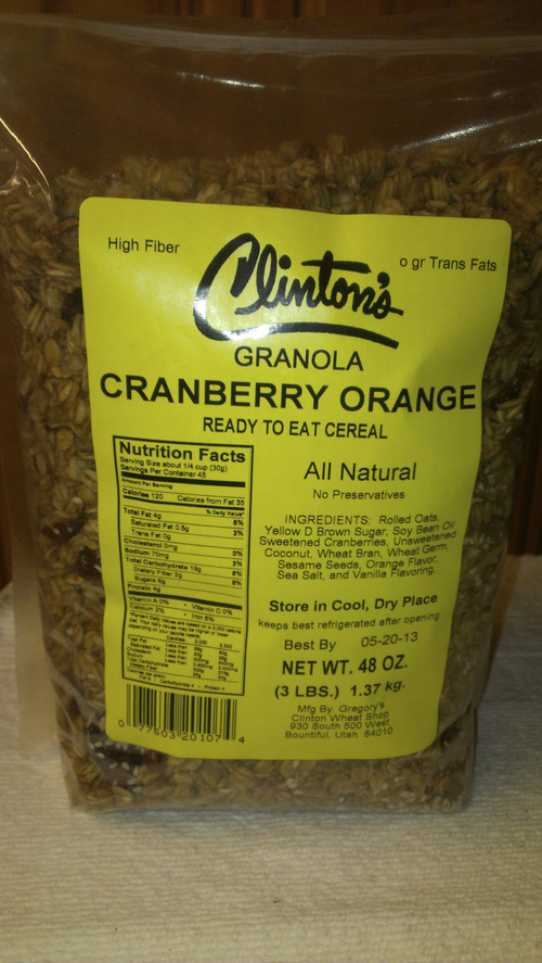 Kathy Stephenson | The Salt Lake Tribune
Clinton's granola is made by Gregory's Wheat Shop in Woods Cross.
