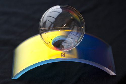 Chris Detrick  |  The Salt Lake Tribune
A Heliosphere solar timepiece for sale at the Natural History Museum of Utah. When placed in direct sunlight, the four inch spherical solar timepiece illuminates the approximate time of day.