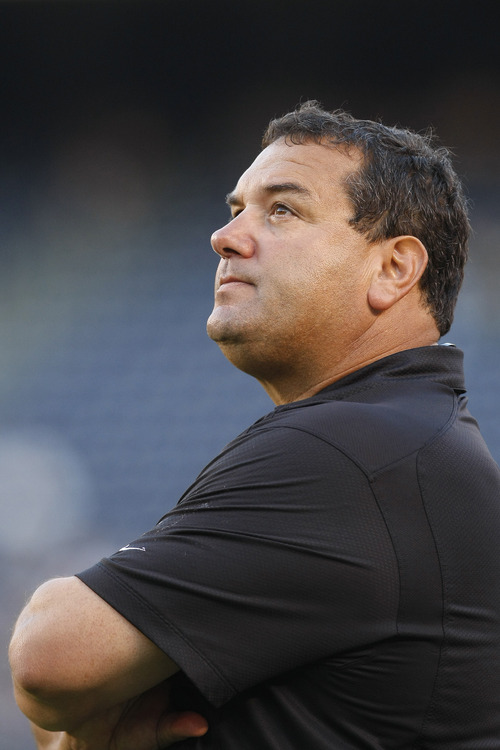 Photo by Chris Detrick  |  The Salt Lake Tribune 
SDSU coach Brady Hoke watches during the second half of the game at Qualcomm Stadium Saturday October 17, 2009. BYU won the game 38-28.