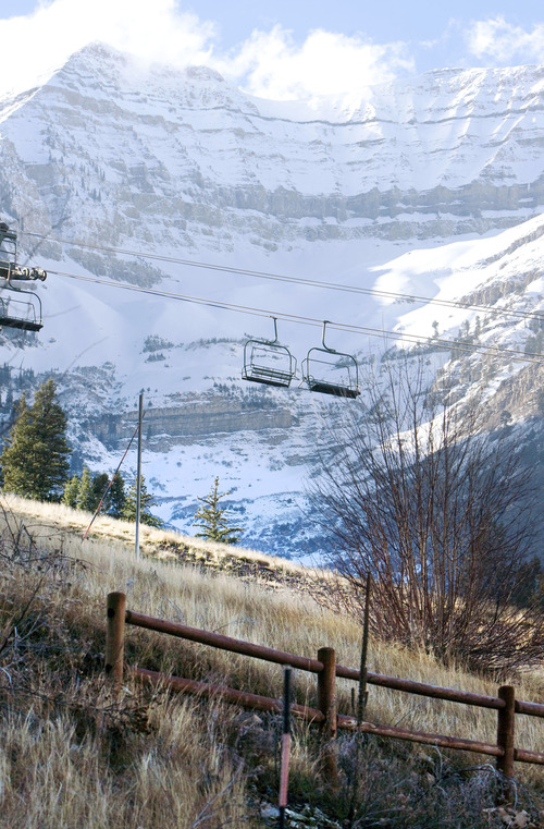 Steve Griffin | The Salt Lake Tribune

The ski lifts at Sundance are idle as the resort waits for more snow to open the Provo Canyon resort on Thursday, Dec. 6, 2012. A new report warns that global warming will make low-snow years more prevalent and batter the ski industry.