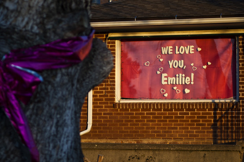 Chris Detrick  |  The Salt Lake Tribune
Pink ribbons put up by family, friends and neighbors of the Parker family hang in Ogden on Wednesday, Dec. 19, 2012. The pink helps commemorate young Emilie Parker, who was one of the children killed in the shooting at the Connecticut elementary school.