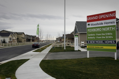 Rick Egan  | The Salt Lake Tribune 

Woodside Model Homes in the Foxboro subdivision, on Danby Drive, in the Foxboro North Community of North Salt Lake, Wednesday, December 12, 2012. Woodside Homes is a North Salt Lake-based builder and one of the biggest home builders in the U.S.