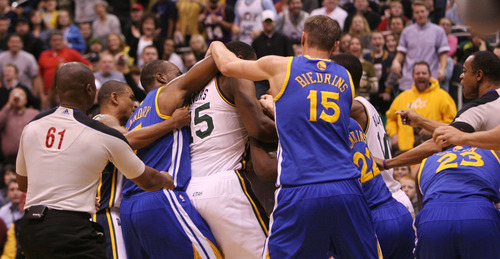 Steve Griffin | The Salt Lake Tribune


Utah's Derrick Favors and Golden State's Jarrett Jack scuffle as both teams try and break them up during first half action of the Utah Jazz Versus Golden State Warriors game at EnergySolutions Arena in Salt Lake City, Utah Wednesday December 26, 2012.