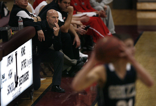 Scott Sommerdorf   |  The Salt Lake Tribune
American Fork head coach Lynn Anderson watches play during the second half of his team's win, as American Fork beat Copper Hills 48-39 in the Jordan Holiday Tournament, Thursday, December 27, 2012.