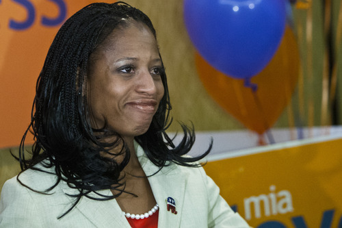 Chris Detrick  |  Tribune file photo
Saratoga Springs Mayor Mia Love, shown speaking during the GOP election night party at the Salt Lake Hilton Hotel, wound up losing the Rep. Jim Matheson by 768 votes in the costly race for Utah's newly created 4th District.