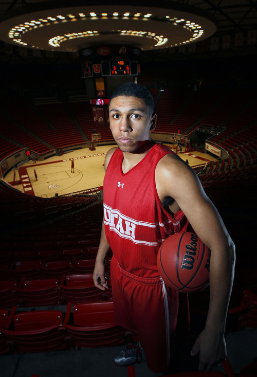 Al Hartmann  |  The Salt Lake Tribune
Jordan Loveridge, star freshman basketball player for the Utes. This week will be the toughest stretch of his career.  He looks like the future of Utah basketball. Is he ready for Pac-12 competition?