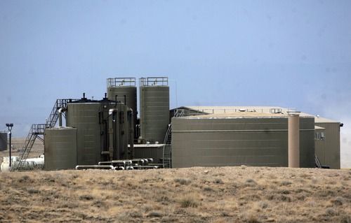 Kim Raff | The Salt Lake Tribune
A waste water treatment plant owned by Newfield Exploration Company in Monument Butte near Roosevelt, Utah on August 9, 2012. The company uses the plant to treat the water used in their oil drilling operations.