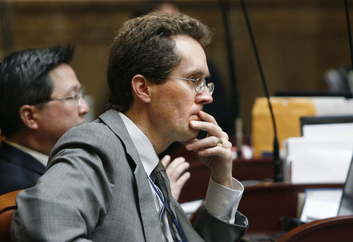 Scott Sommerdorf  |  Tribune file photo            
Rep. Jim Nielson, R-Bountiful, listens to debate on the House floor. The lawmaker is proposing to scrap the current rule that requires legislators to vote on all bills, even those where they have a conflict of interest.