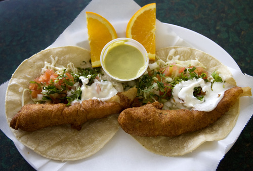 Kim Raff | The Salt Lake Tribune
Marisco's Ensenda's restaurant in Taylorsville serves deep-fried mahi-mahi tacos.