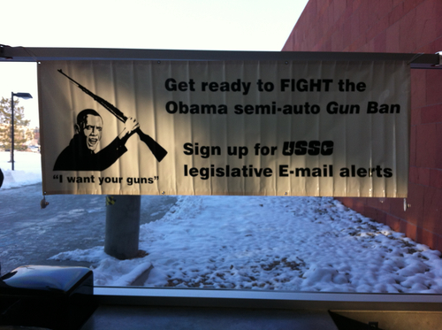 Banner inside the foyer at Saturday's gun show at the South Towne Expo Center.
Courtesy Stan Holmes