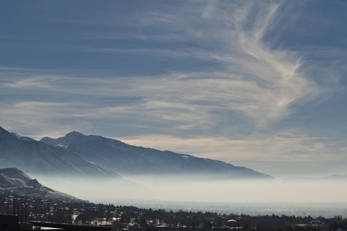 Chris Detrick  |  The Salt Lake Tribune
The inversion over the Salt Lake Valley as seen from the Utah Museum of Natural History Wednesday January 9, 2013.