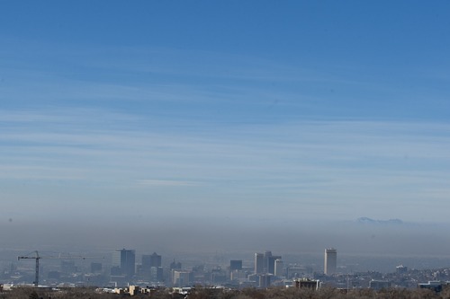 Chris Detrick  |  The Salt Lake Tribune
The inversion over the Salt Lake Valley as seen from the Utah Museum of Natural History Wednesday January 9, 2013.