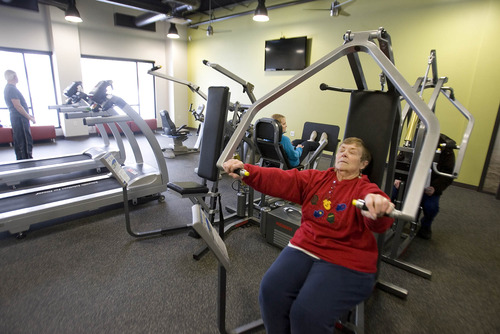 Paul Fraughton  |   Salt Lake Tribune
Julia Smith uses the exercise room at the new senior center in Draper.
 Monday, January 7, 2013