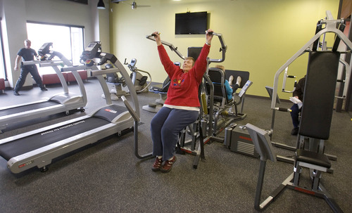Paul Fraughton  |   Salt Lake Tribune
Julia Smith uses the exercise room at the new senior center in Draper.
 Monday, January 7, 2013